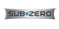 Sub-Zero logo in black and blue on a silver background