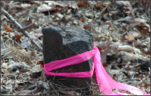 Pink tape on stone