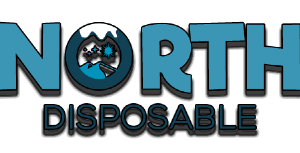 A blue and black logo for north disposable