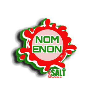 A red and green logo for nom enon salt