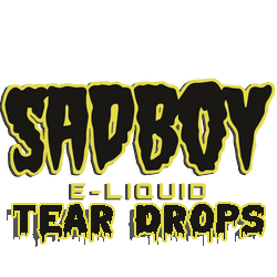A logo for sad boy e-liquid tear drops