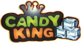 A candy king logo with ice cubes and a crown
