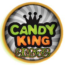 A candy king logo with a crown on it