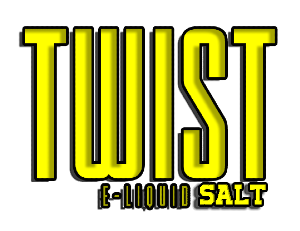 A yellow and black logo for twist e-liquid salt