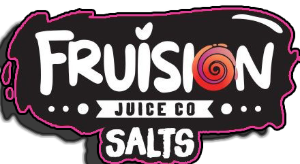 A logo for fruision juice co salts is shown