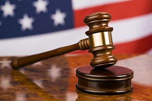 Gavel and American flag