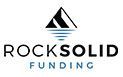 Logo of Rocksolid Funding, a black triangle above water lines, with the name in black text.
