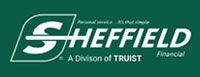 Sheffield Financial logo on a green background. White text and design elements, with 
