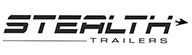 Stealth Trailers logo with bold, stylized text and an arrow. 