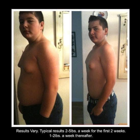 A picture of a boy before and after weight loss