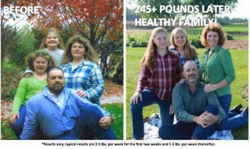 A before and after photo of a healthy family