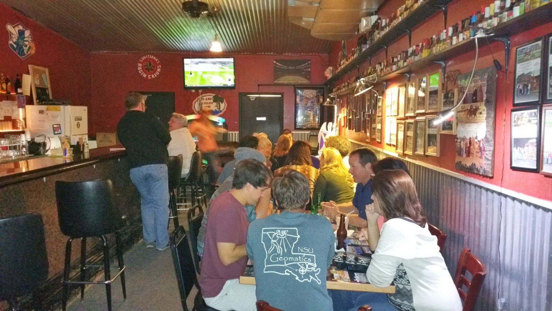 Customers happily dining