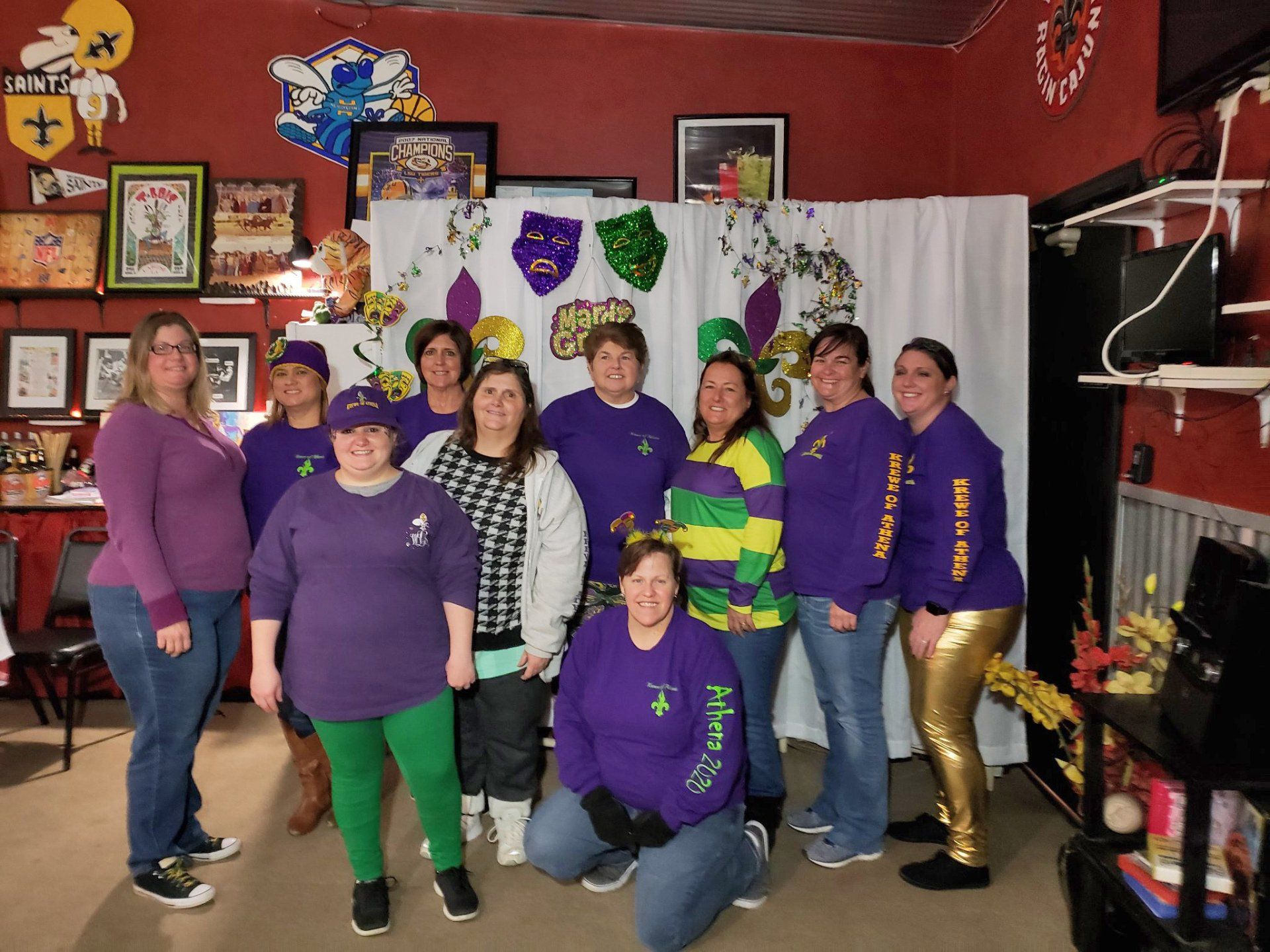 Group of people wearing purple