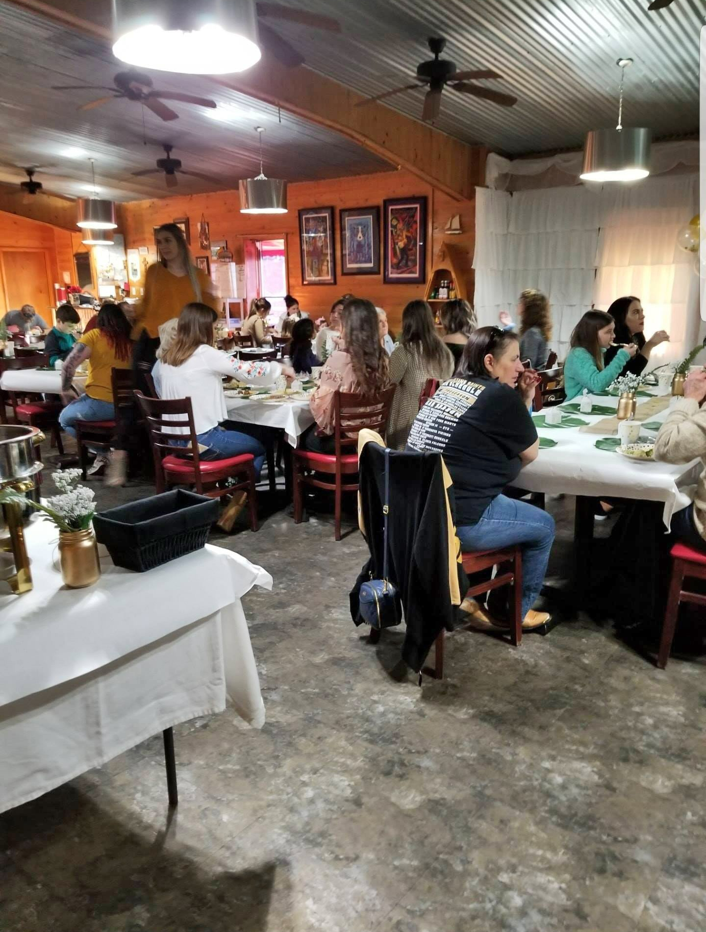 Customers happily dining