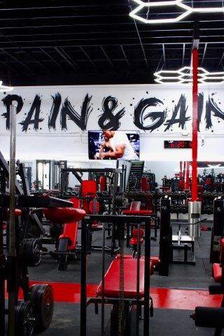 A gym with a sign that says