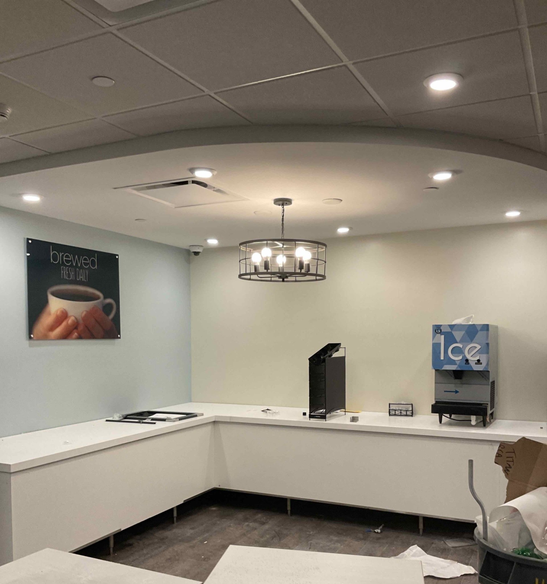 Gumpher Electrical Services, interior lighting in office breakroom