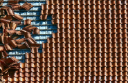 some scattered and others arranged roof tiles