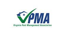Logo of Virginia Pest Management Association: Blue house, green checkmark, blue 