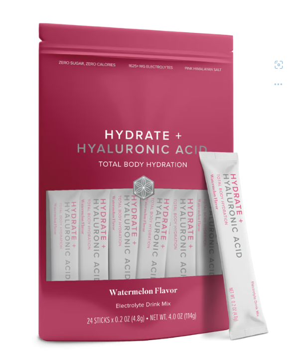 A bag of Hydrate + Hyaluronic Acid total body hydration
