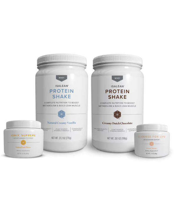 Two jars of protein shakes are sitting next to each other