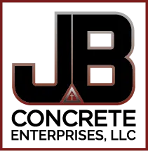 Logo for JB Concrete Enterprises, LLC, featuring black initials JB, a red outline, and the words "Concrete Enterprises, LLC".