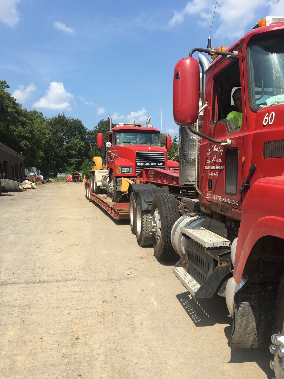 a red truck with the number 60 on it
