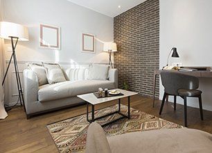 Hardwood flooring and area rug