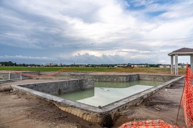 A new pool shell is being prepared for grading