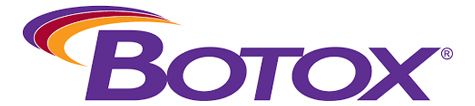 Botox logo: purple text with a curved design in red, orange, and purple. Trademark symbol in the upper right.