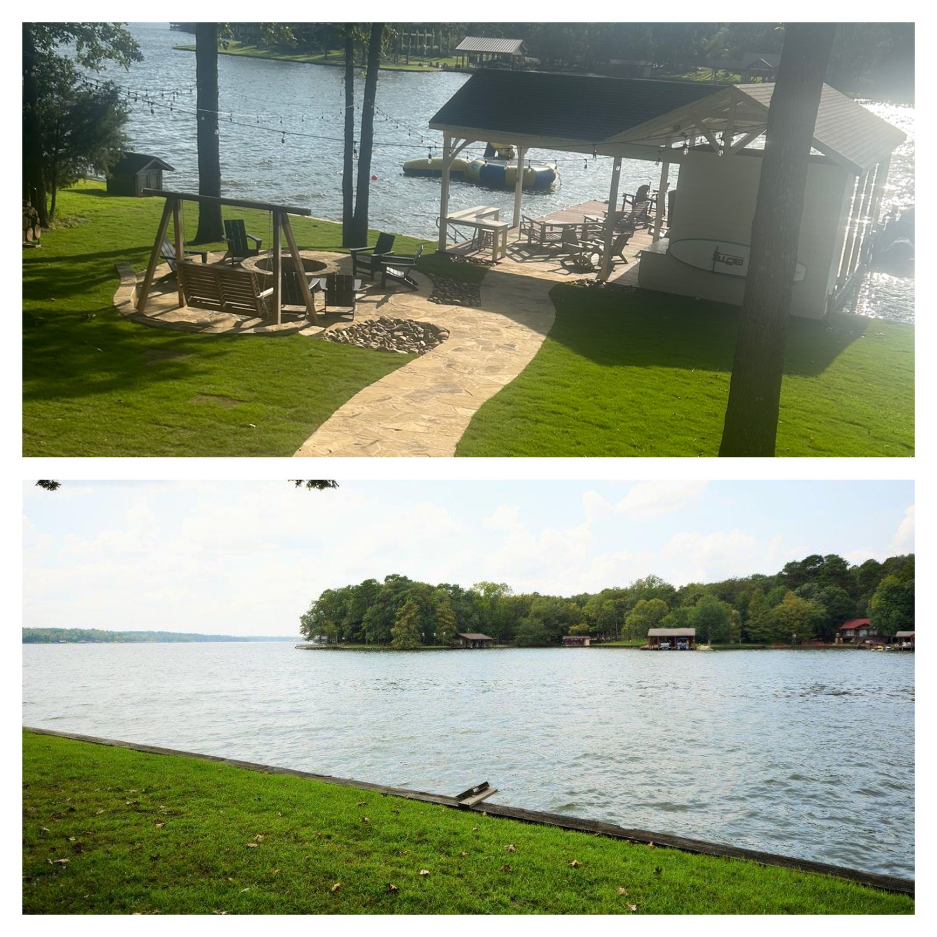 fire pit and lake picture