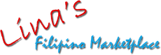The logo for lina 's filipino marketplace is red and blue