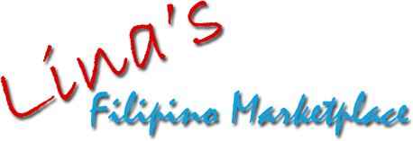 The logo for lina 's filipino marketplace is red and blue