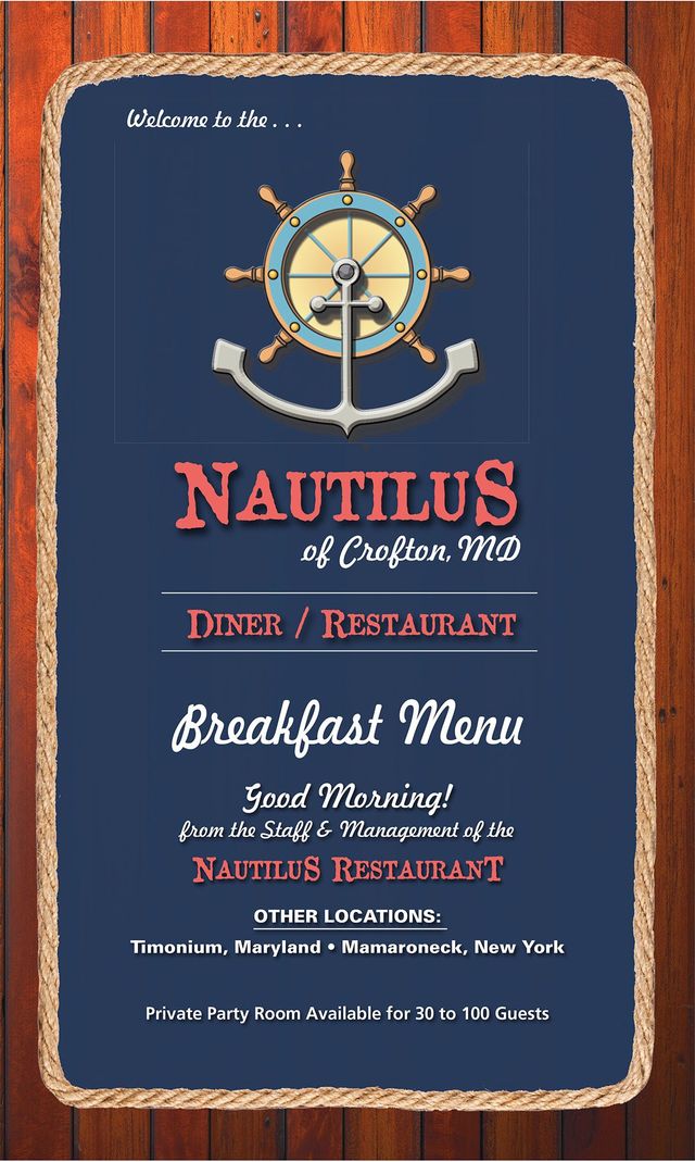 Nautilus Diner-restaurant Crofton Breakfast Menu Crofton Md