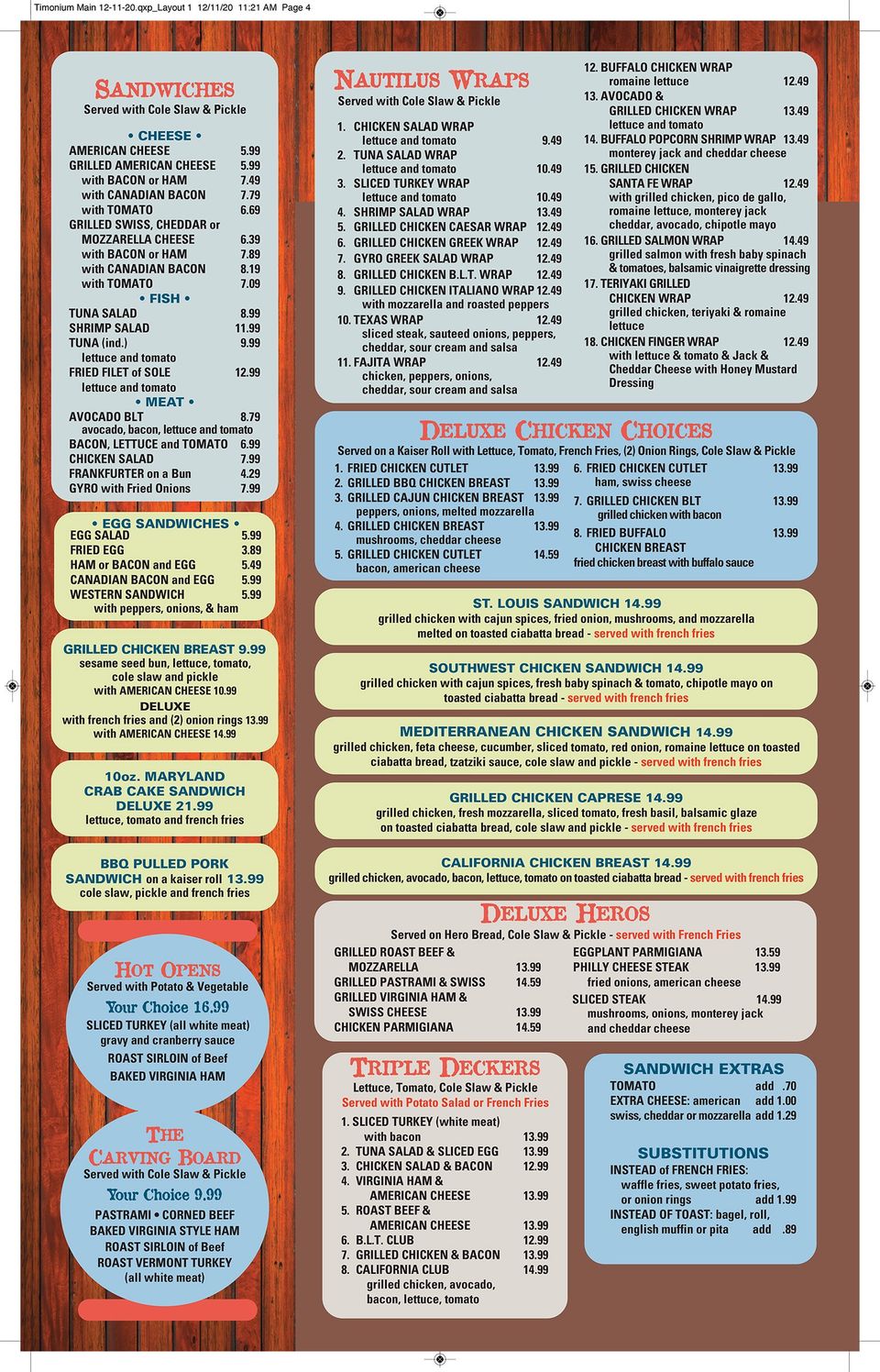 Nautilus Diner-Restaurant Timonium Menu | Timonium, MD