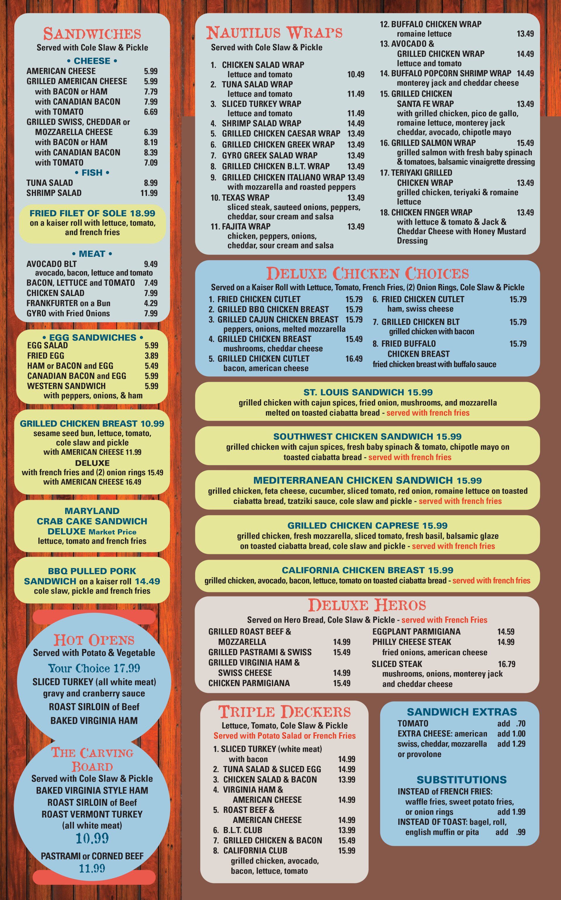 Nautilus DinerRestaurant Timonium Menu Timonium, MD