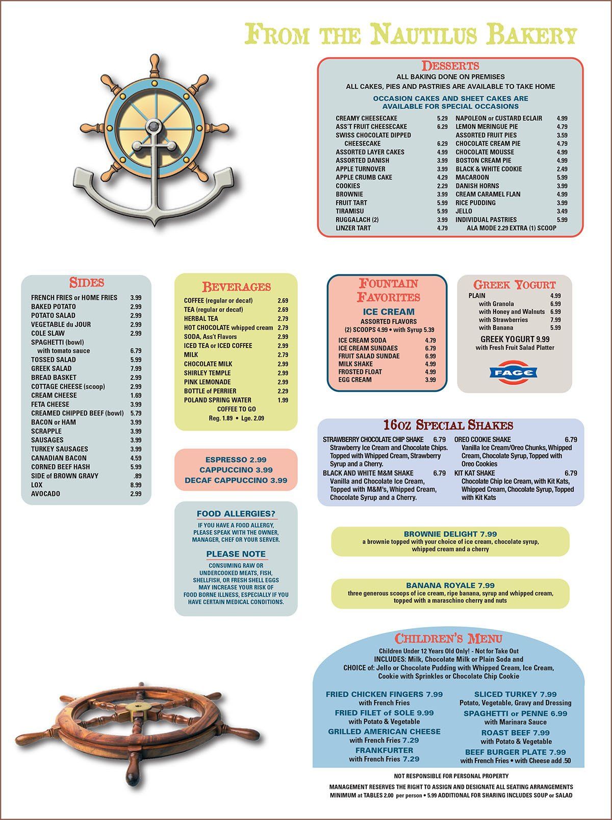 Nautilus DinerRestaurant Timonium Menu Timonium, MD