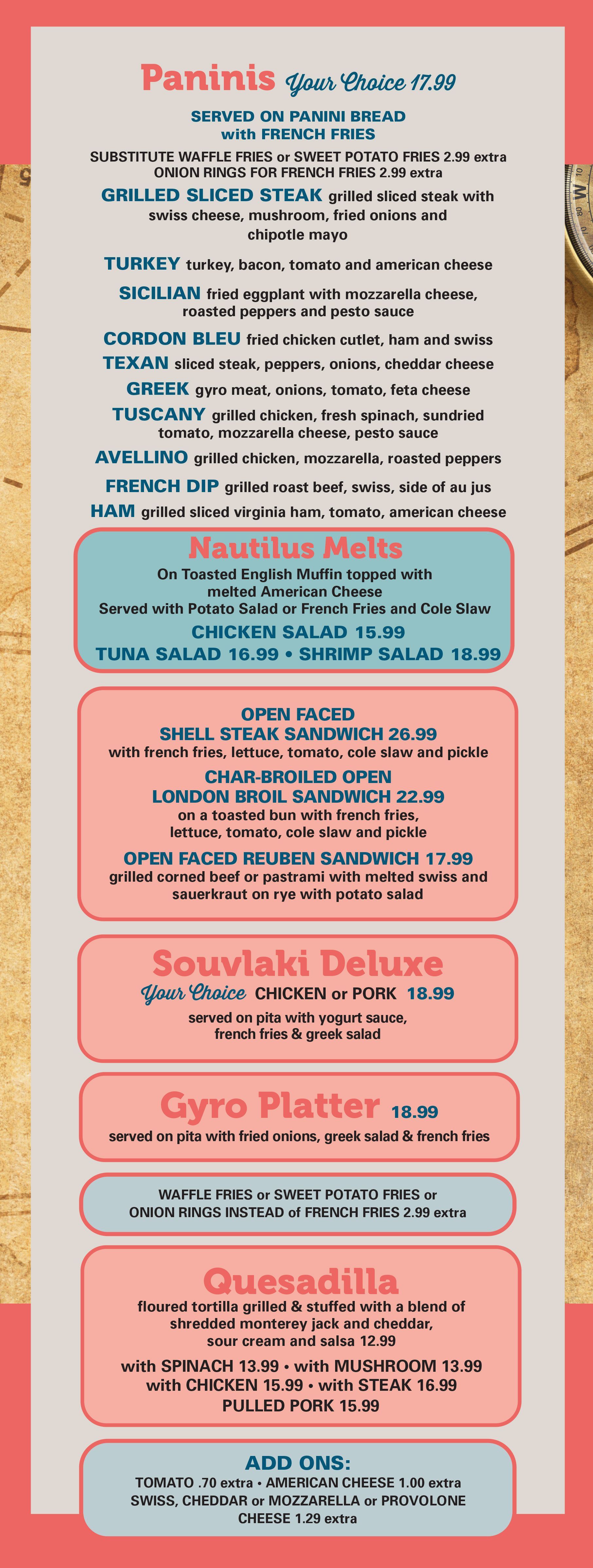 Nautilus DinerRestaurant Timonium Menu Timonium, MD