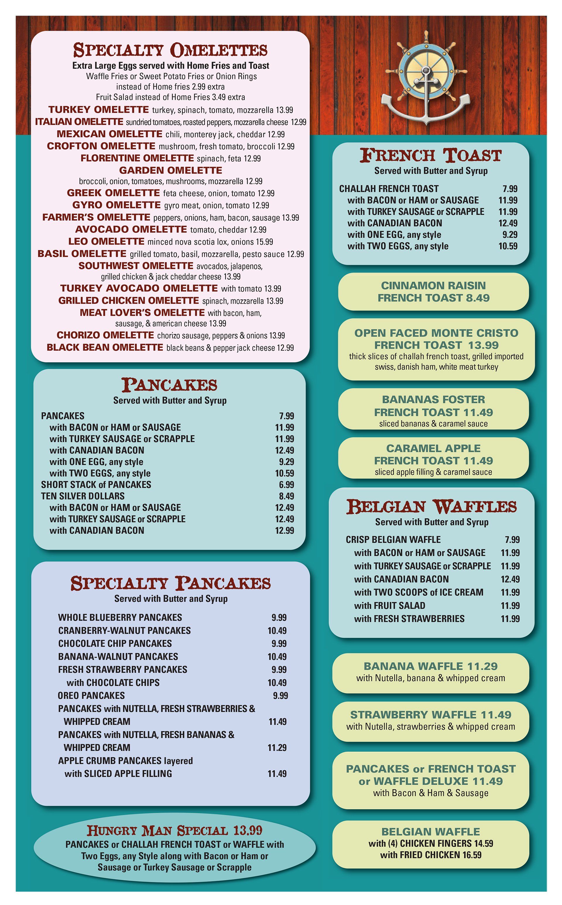 Nautilus Diner-restaurant Crofton Breakfast Menu 