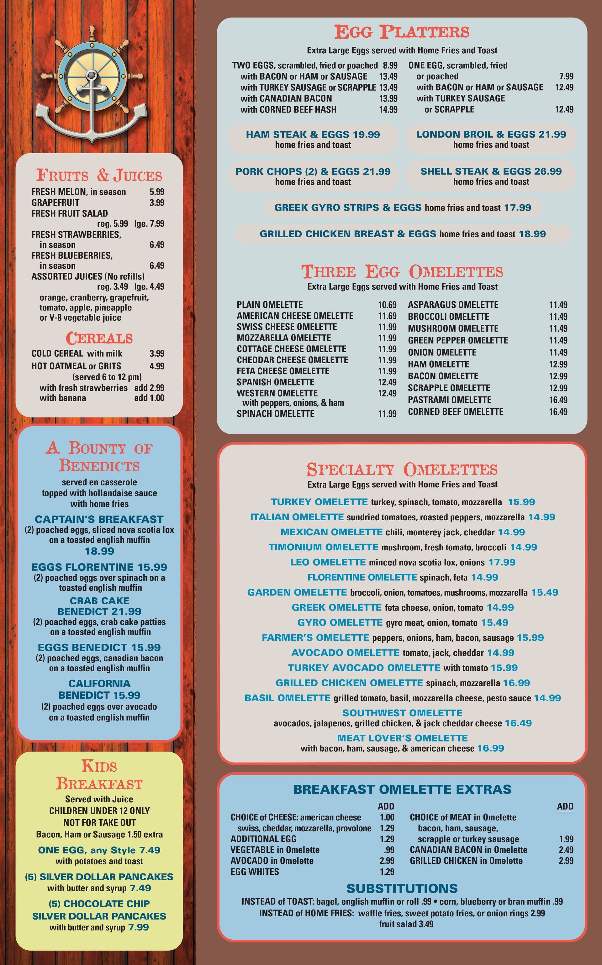 Nautilus Diner-Restaurant Timonium Menu | Timonium, MD