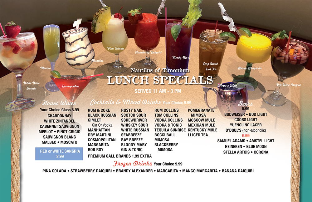 A menu for a restaurant with a variety of drinks on a table.