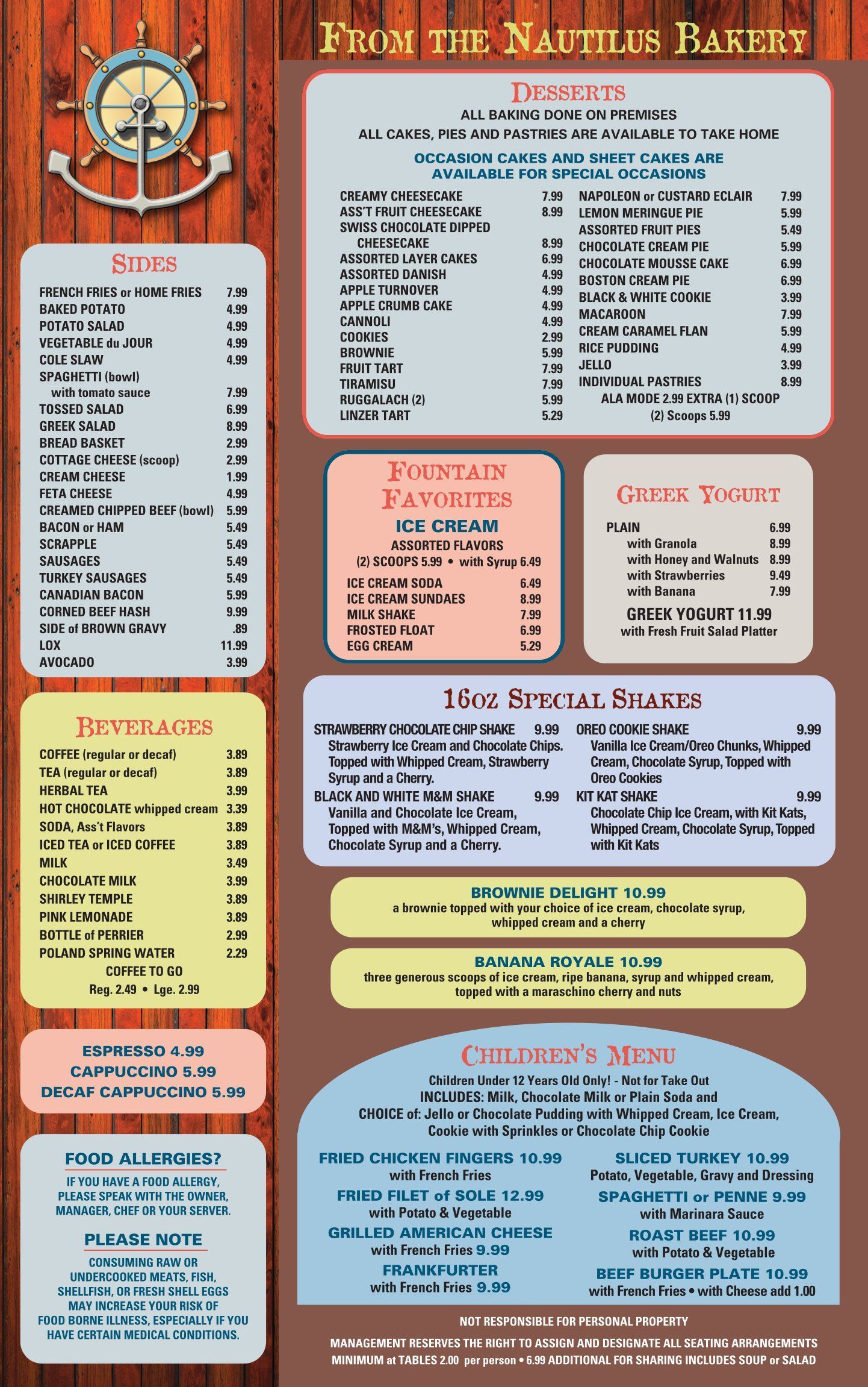 A menu for a restaurant called from the north or fishing