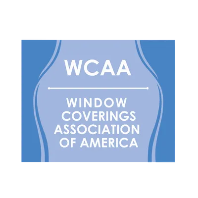 Blue logo for Window Coverings Association of America; WCAA text in white.