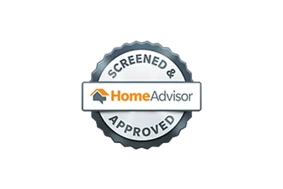 HomeAdvisor Screened & Approved badge with logo.
