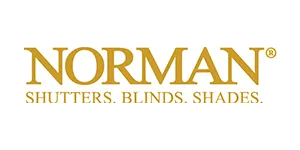 Norman logo: gold text on white. 