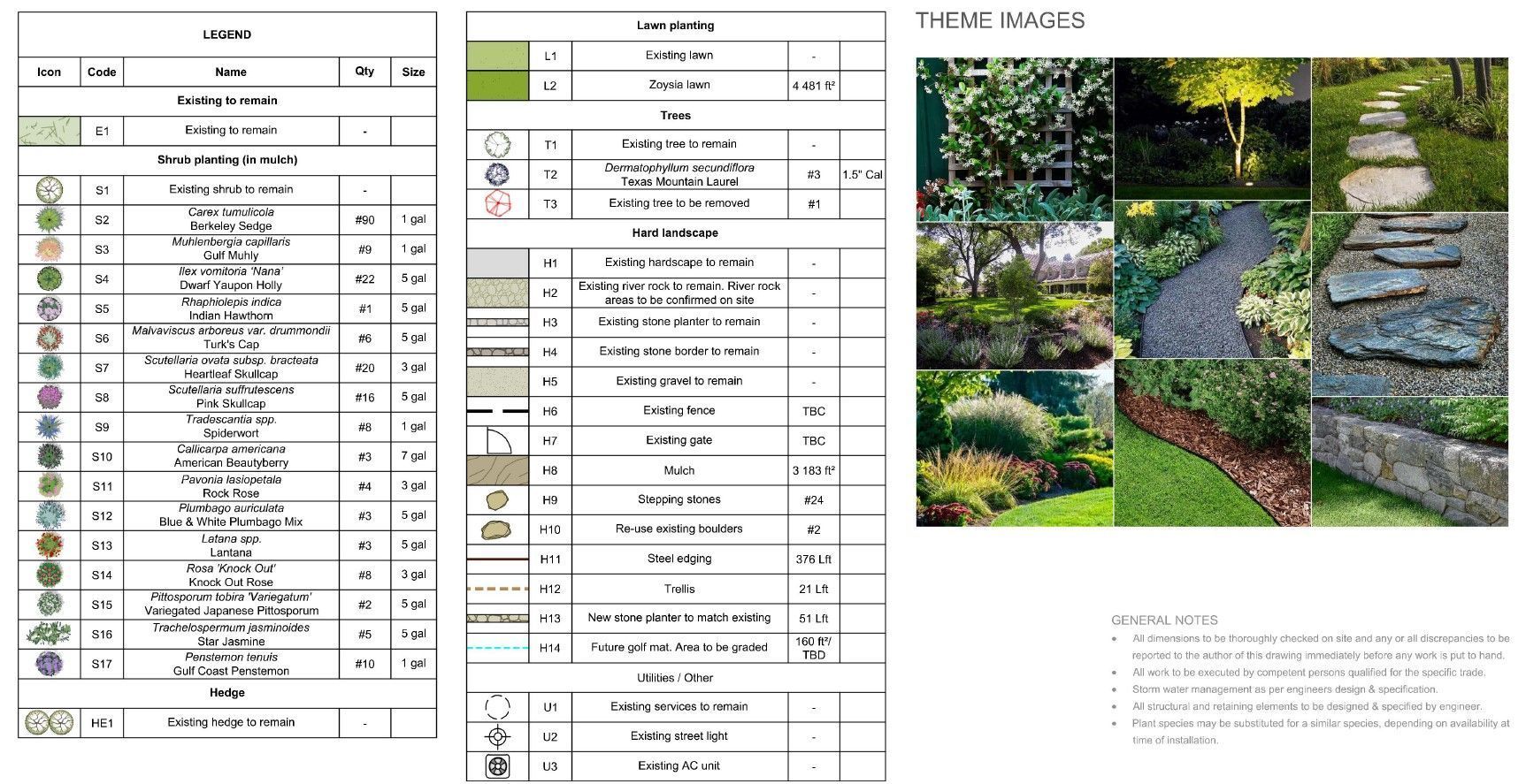 Design, product and pallette options for landscaping.