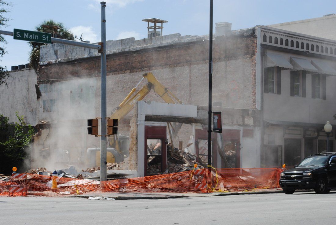 Demolishing the building