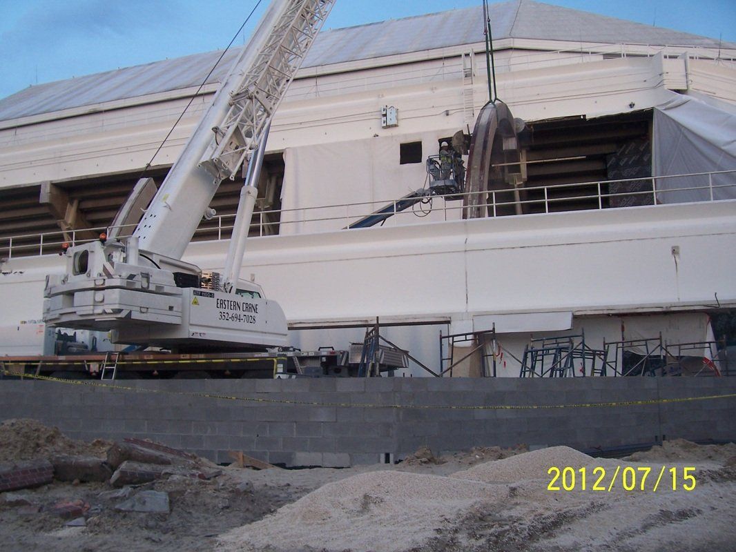 Crane lifting a concrete