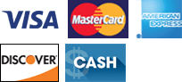 Visa, MasterCard, American Express, Discover, Cash