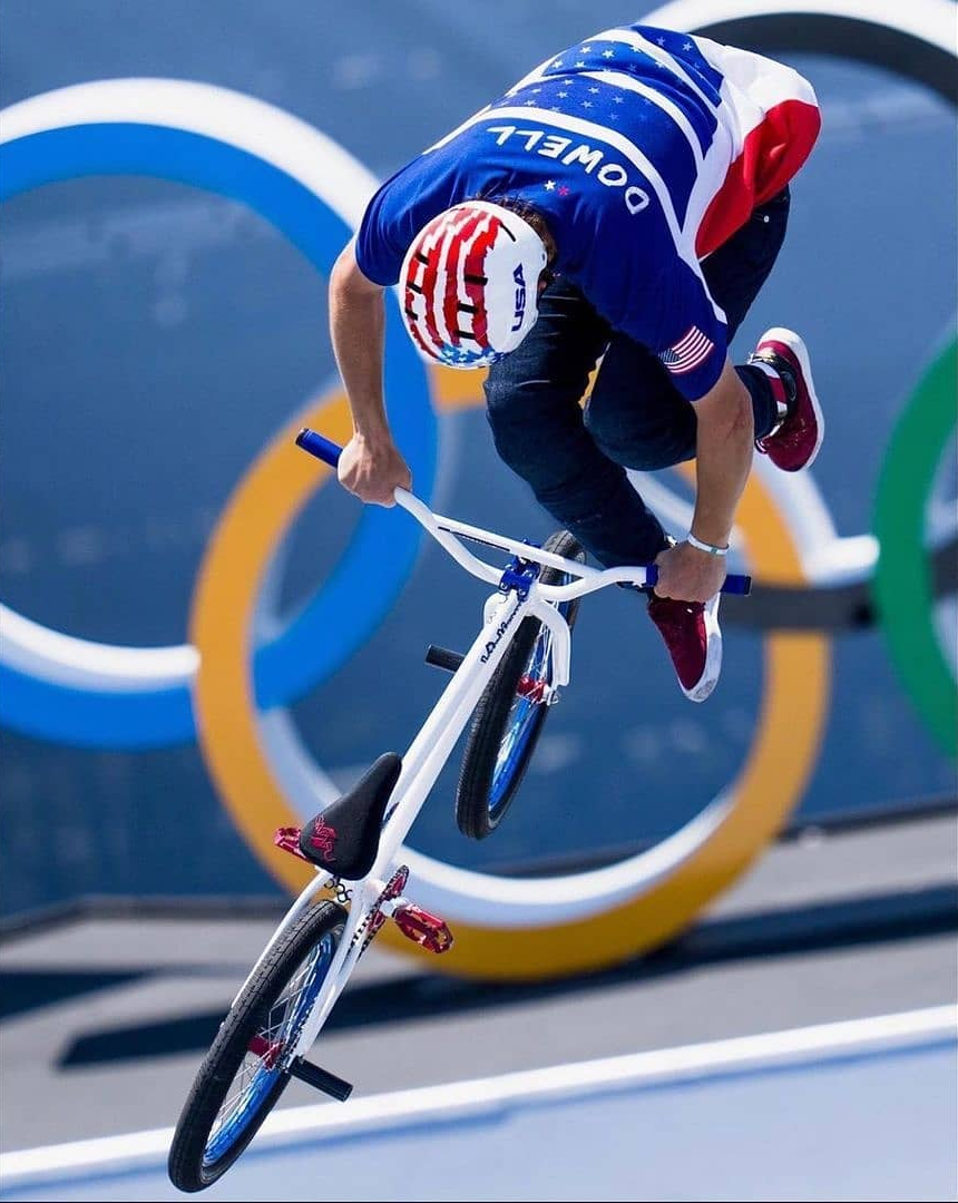 A person is doing a trick on a bike