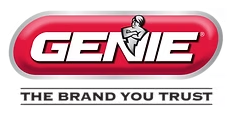 Genie logo in red and white with a muscular figure,